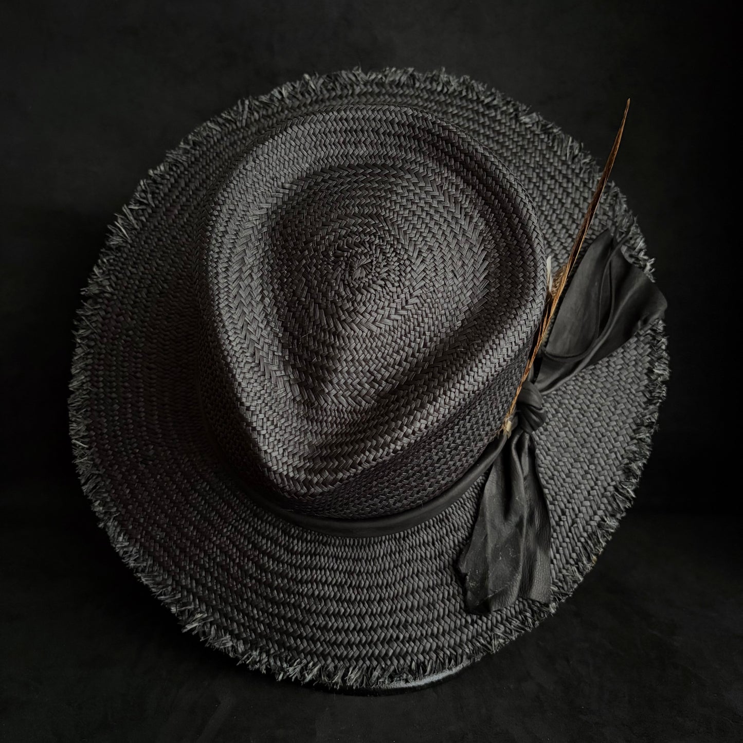 Stray black fedora panama hat
