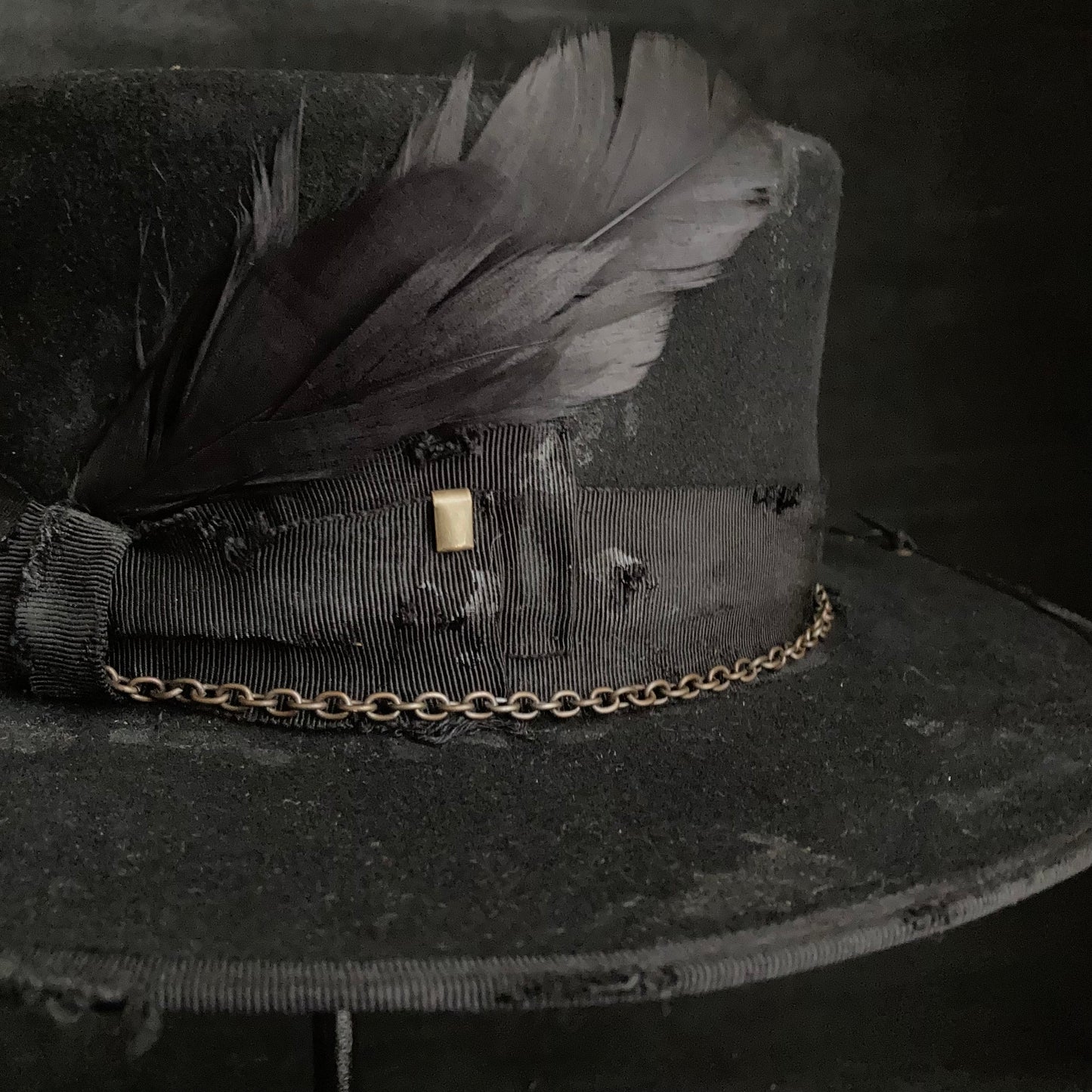 Dirt black old flat hat