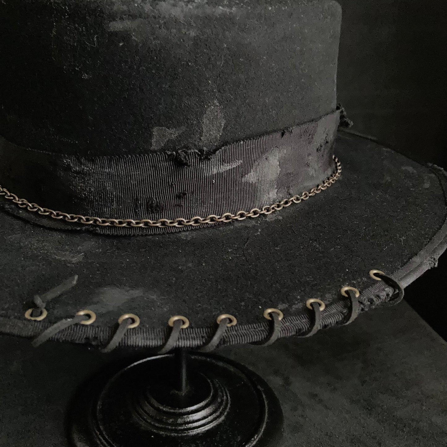 Dirt black old flat hat