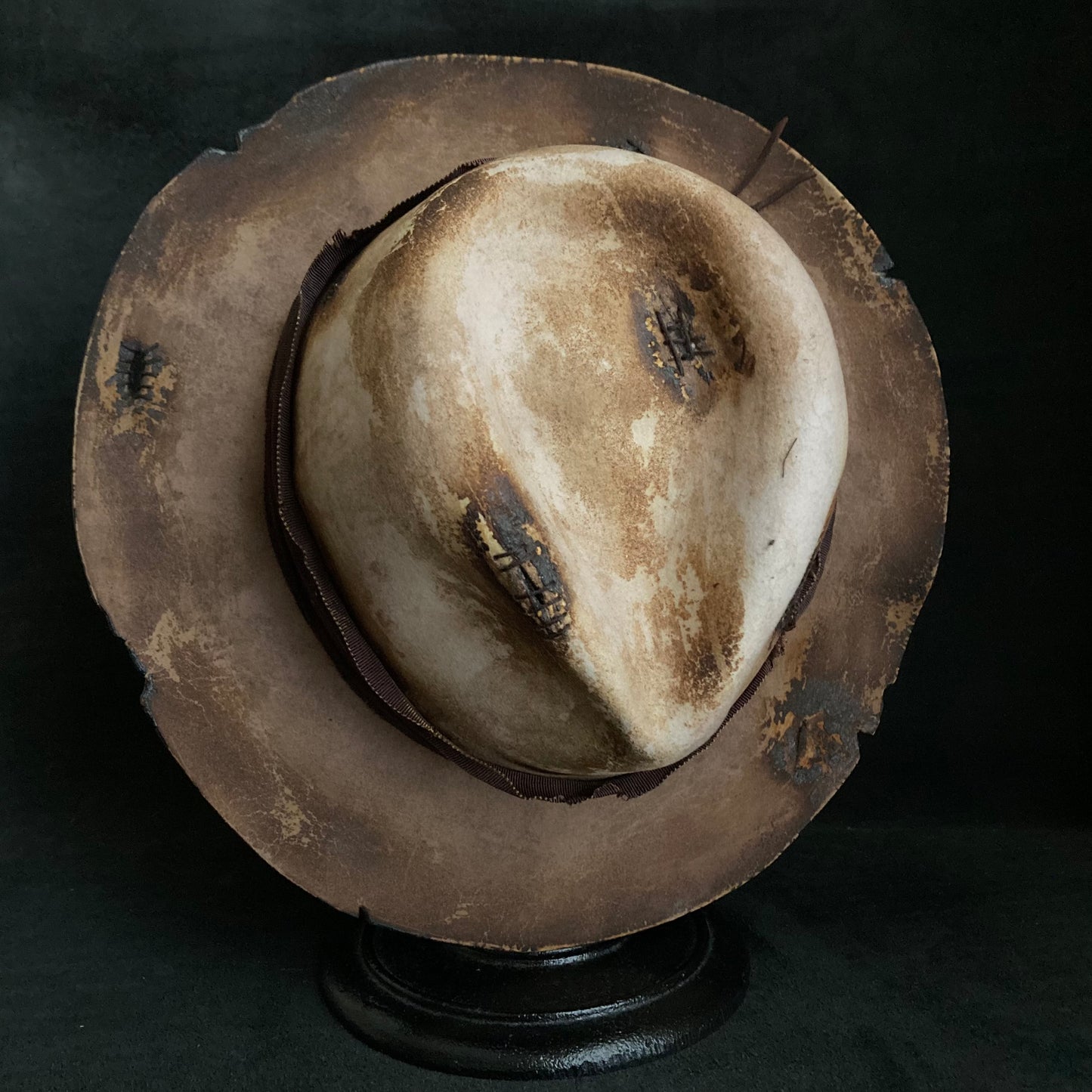 Hand-dyed brown middle fedora hat