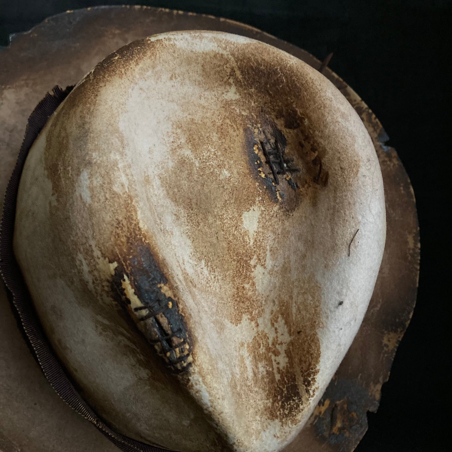 Hand-dyed brown middle fedora hat
