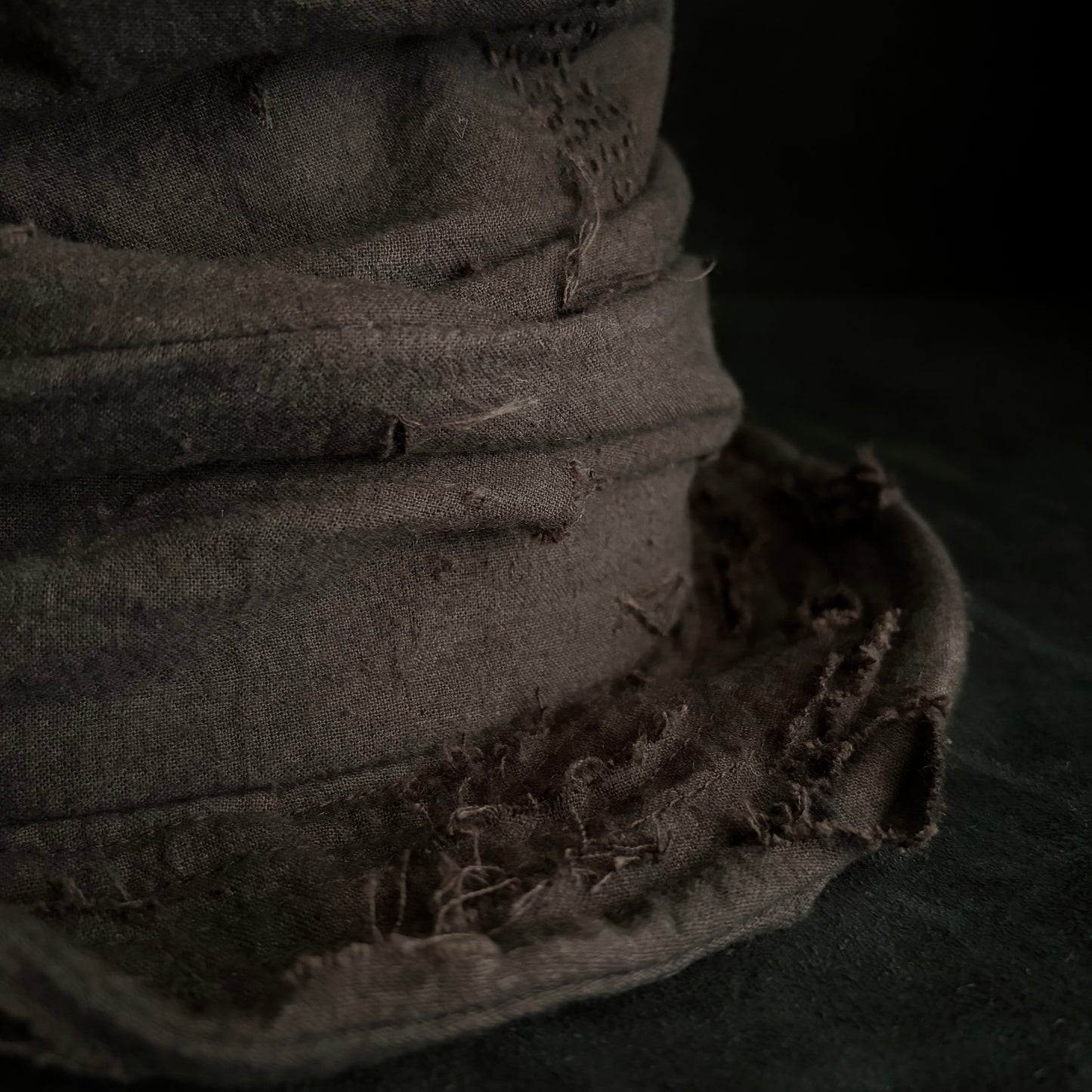 Brown thin cotton linen damage turn bucket hat