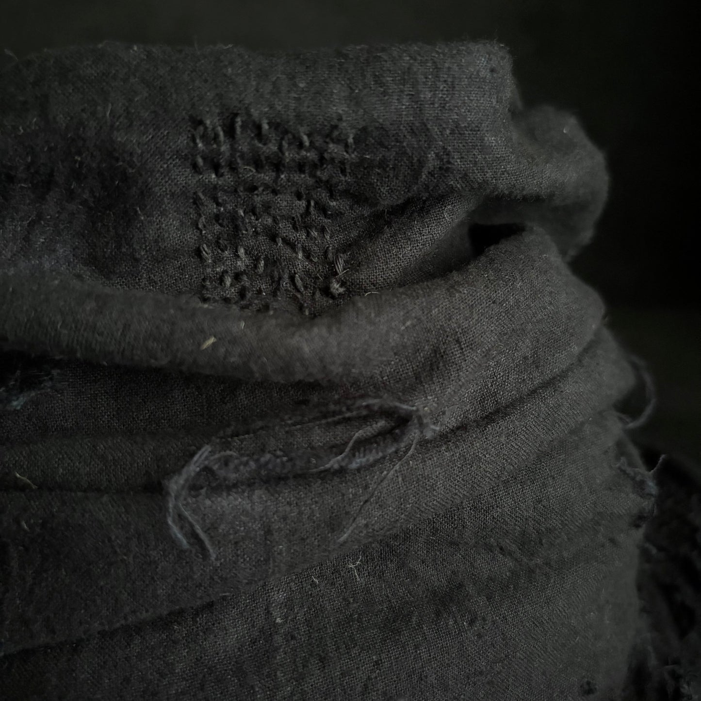 Black thin cotton linen damage turn bucket hat