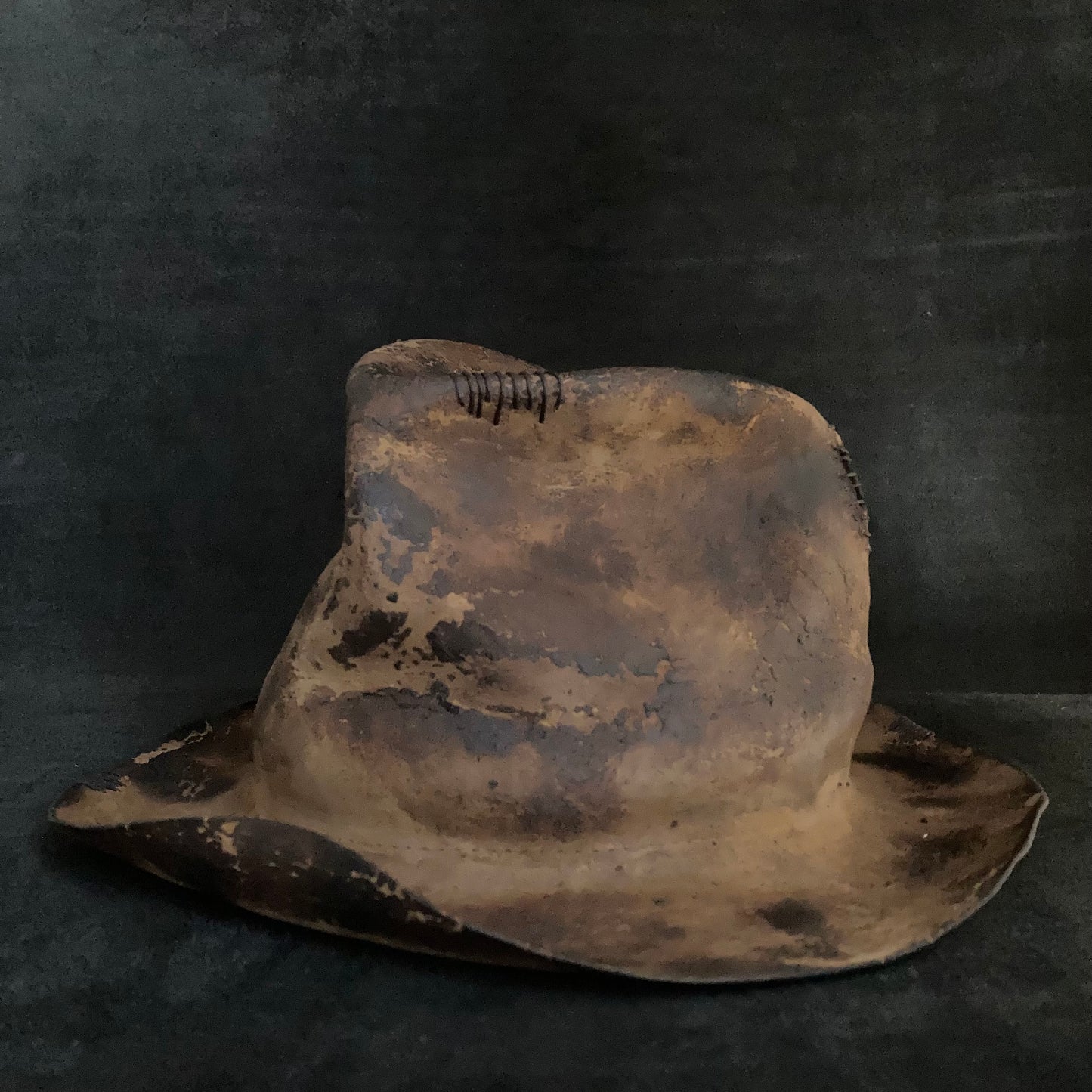 Burned crush fedora hat