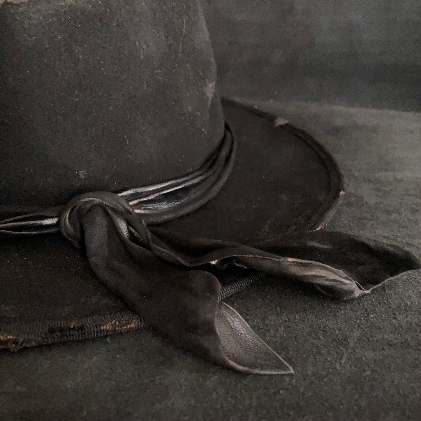 Black leather back  hat