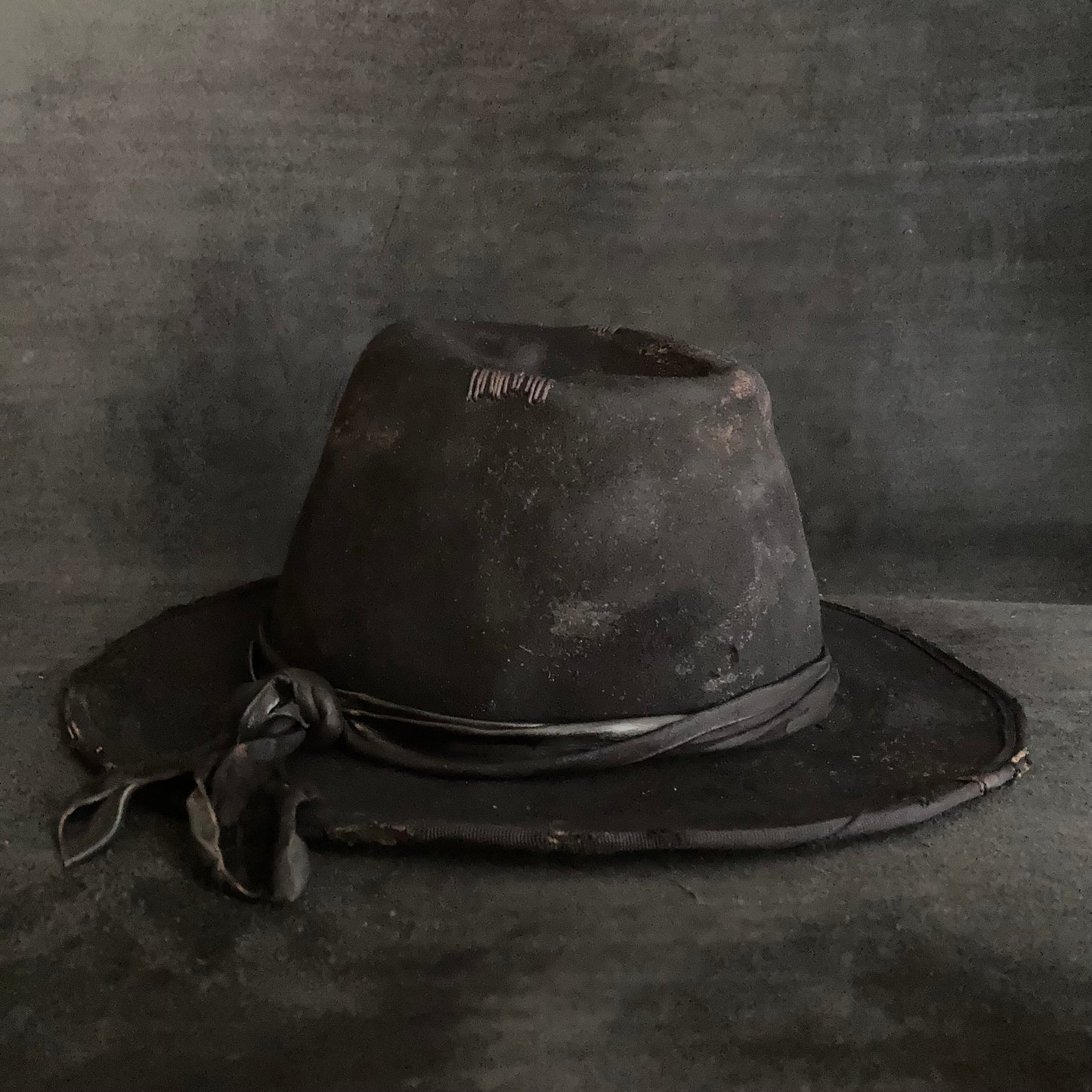 Black leather back  hat