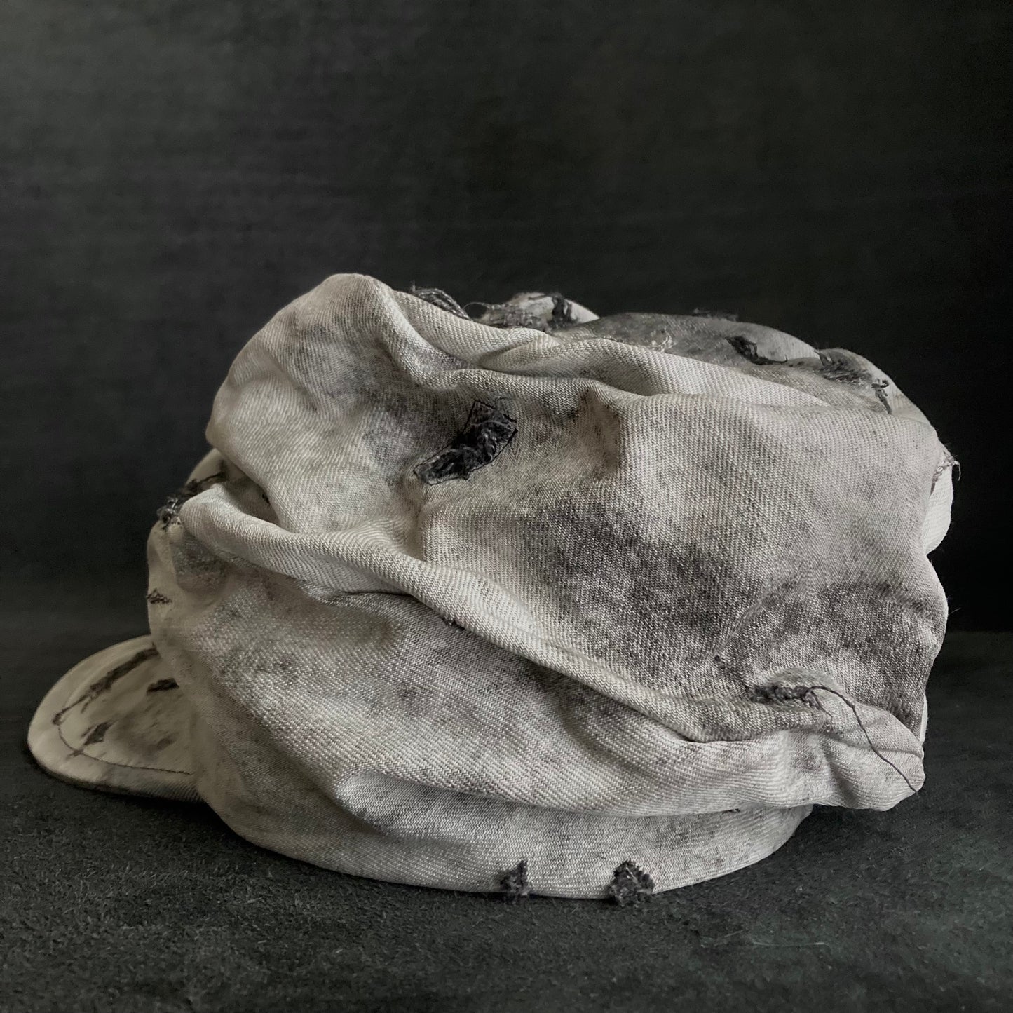 Hard bleached white/black denim turn cap