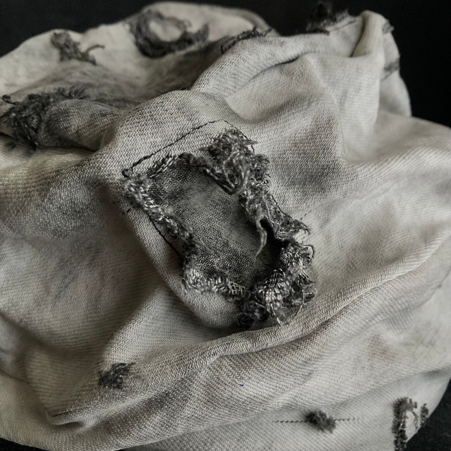 Hard bleached white/black denim turn cap