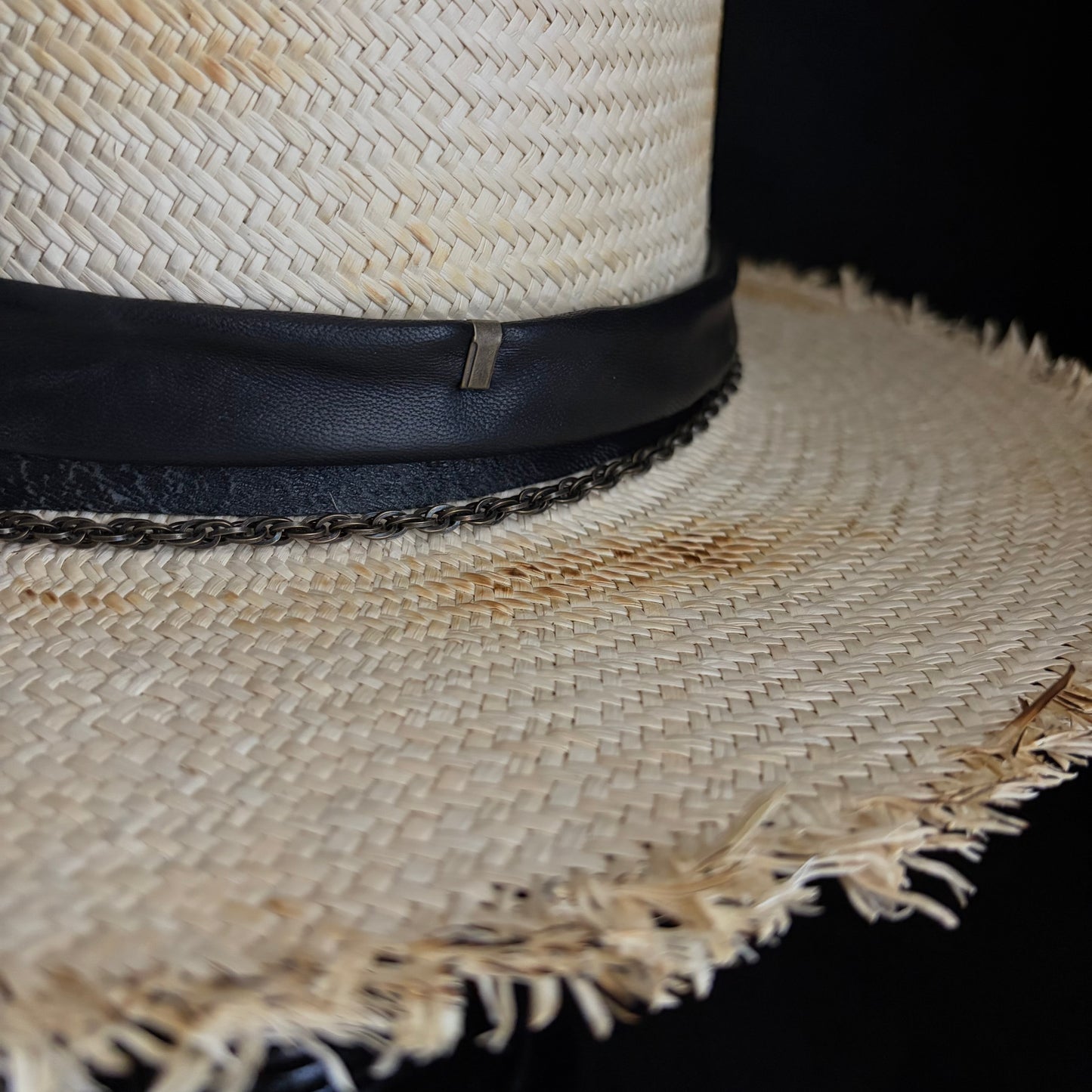Weave burned flat panama hat