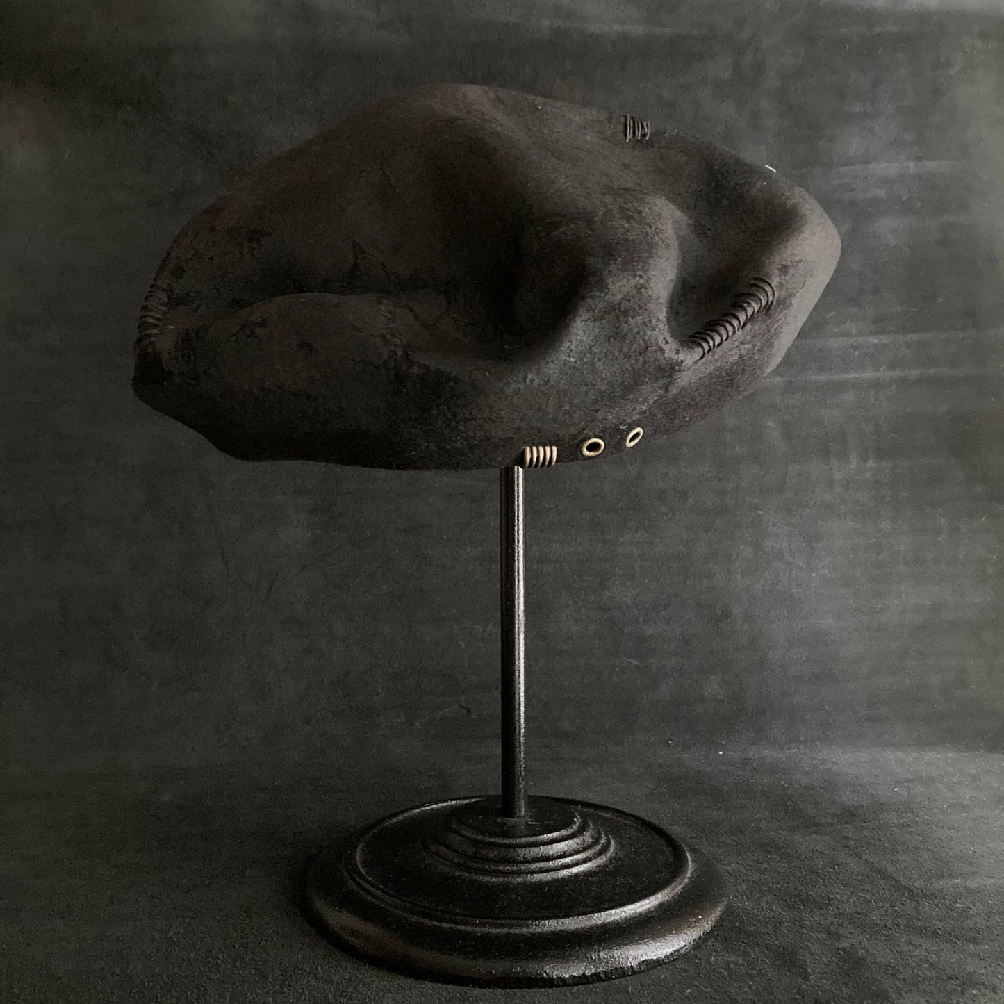 Charcoal beaten up beret