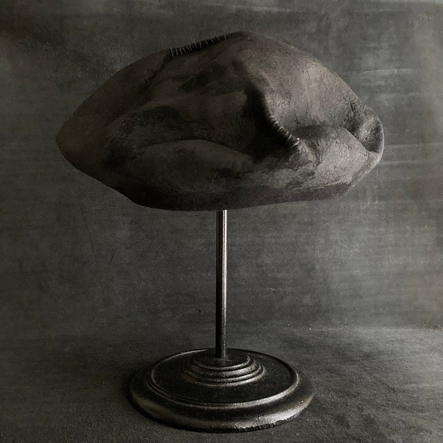 Charcoal beaten up beret