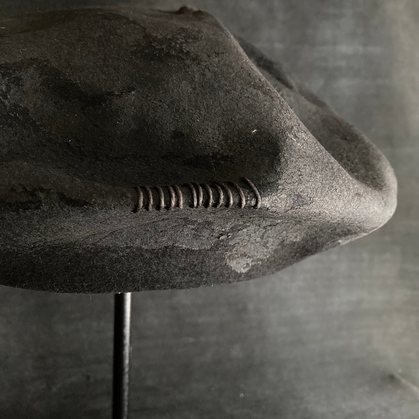 Charcoal beaten up beret