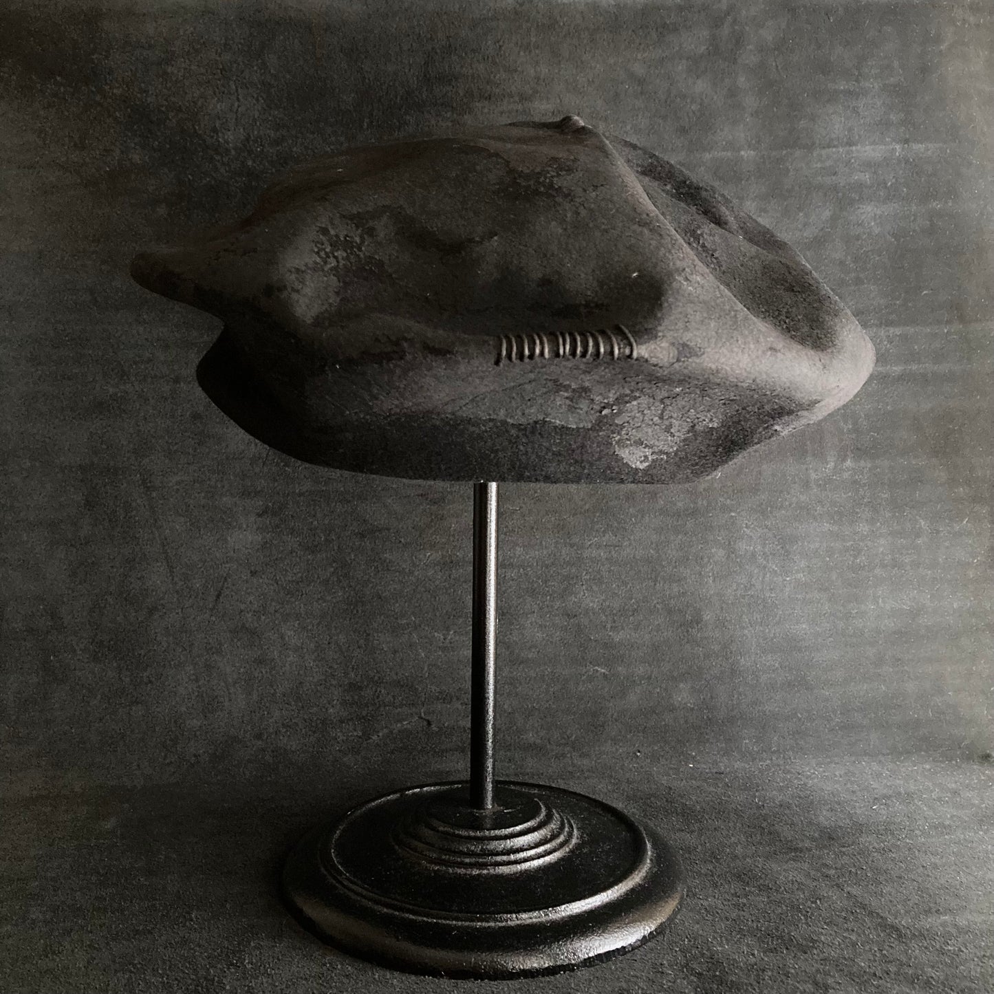 Charcoal beaten up beret