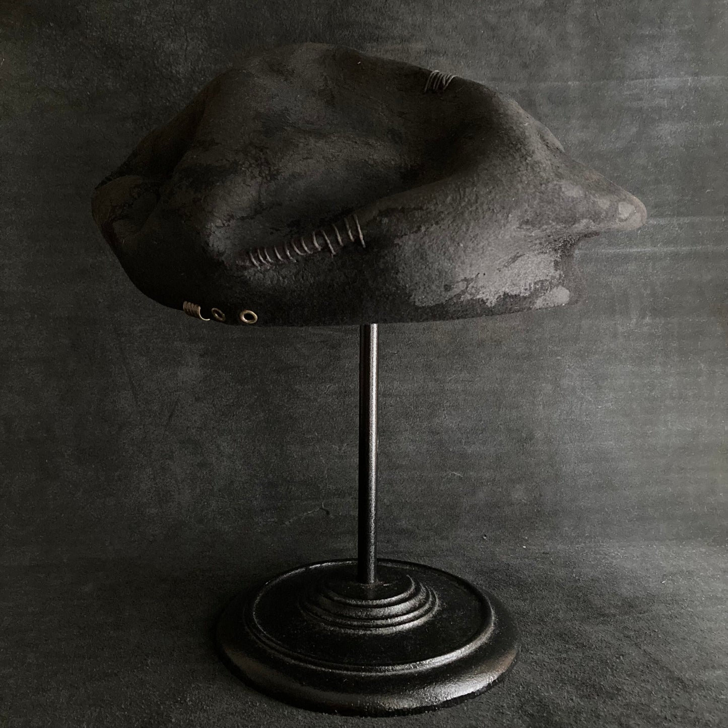 Charcoal beaten up beret