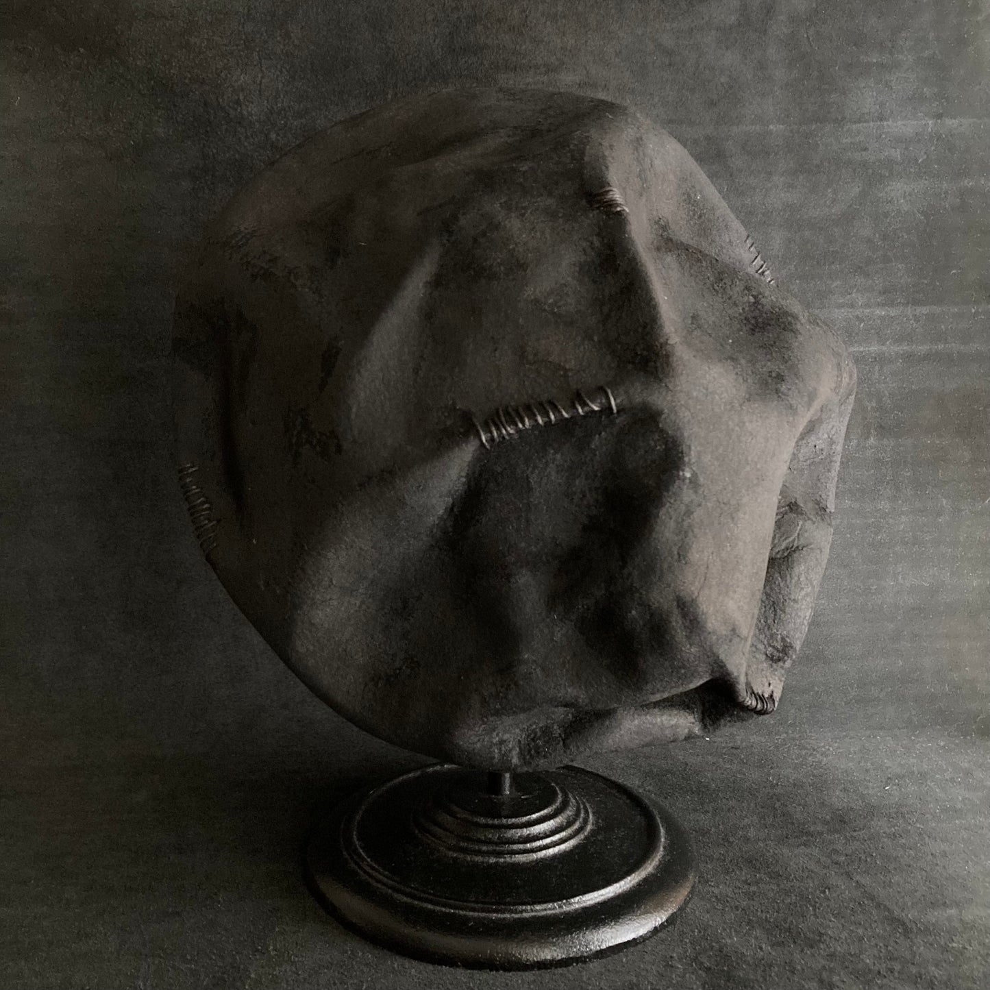 Charcoal beaten up beret