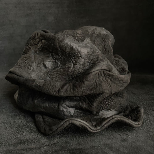 Grain sheepskin leather turn cap