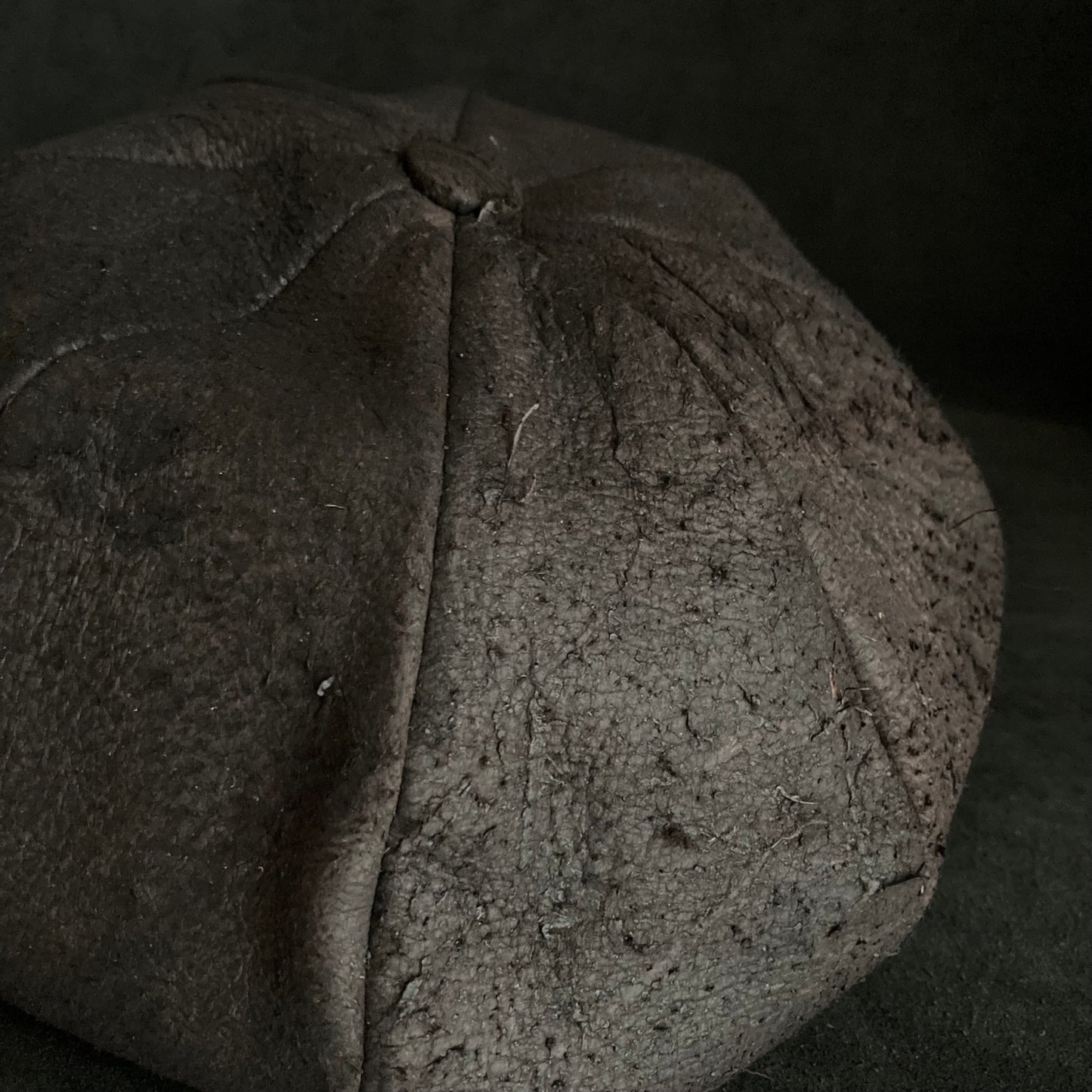 Black rough leather casquette