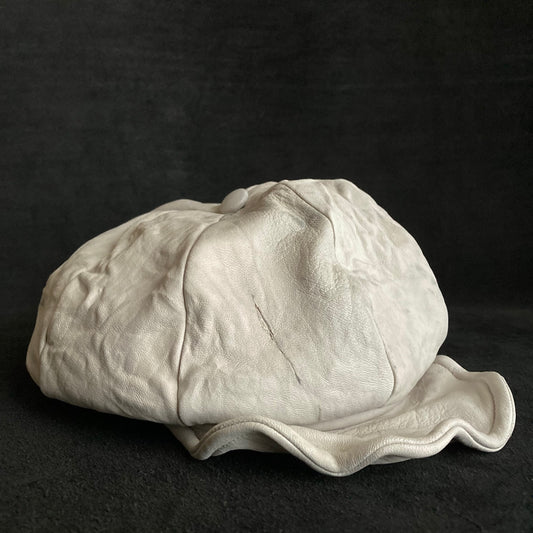 Washed mark white leather casquette