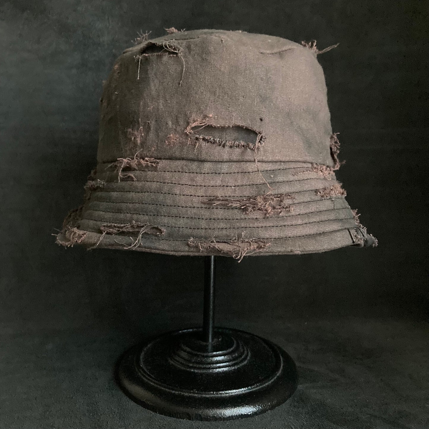 Spot dyed brown linen canvas bucket