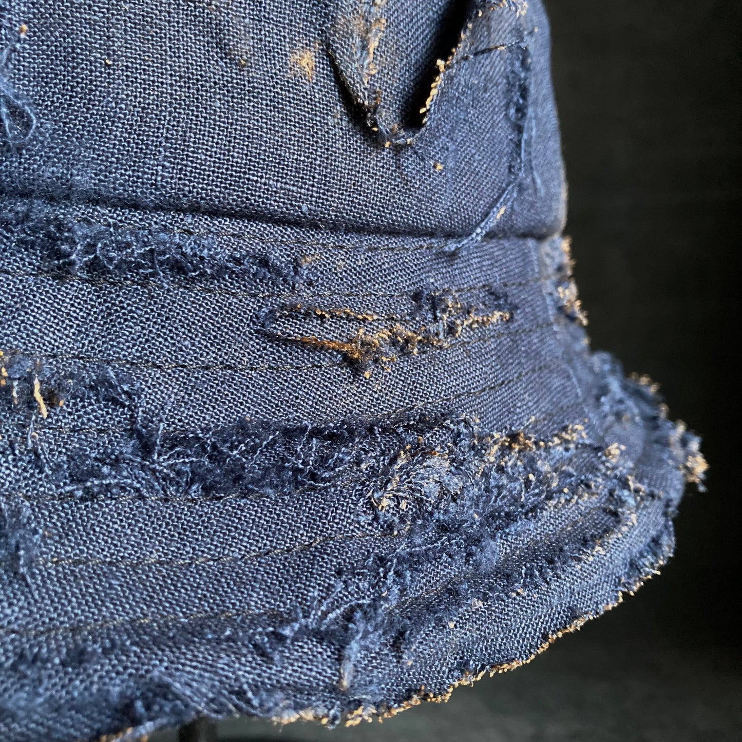 Distressed navy linen  bucket hat