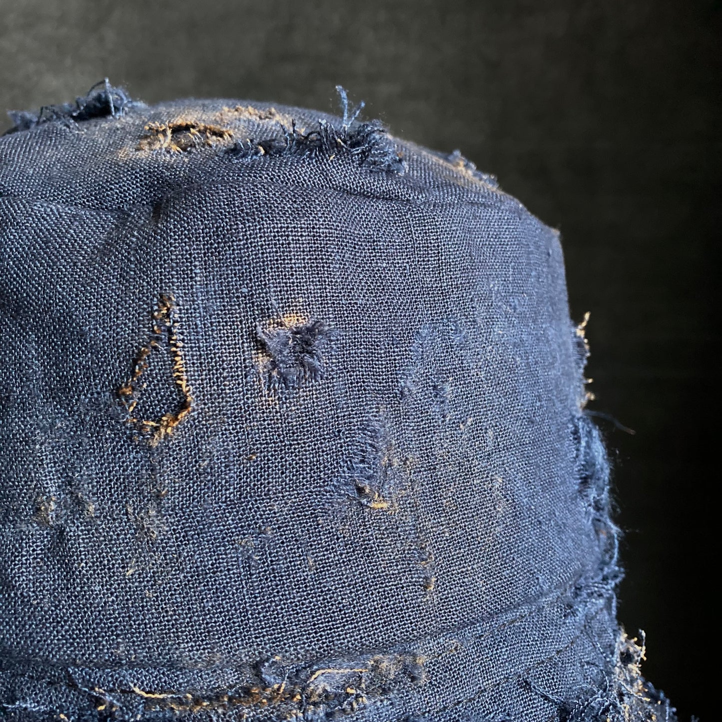 Distressed navy linen  bucket hat