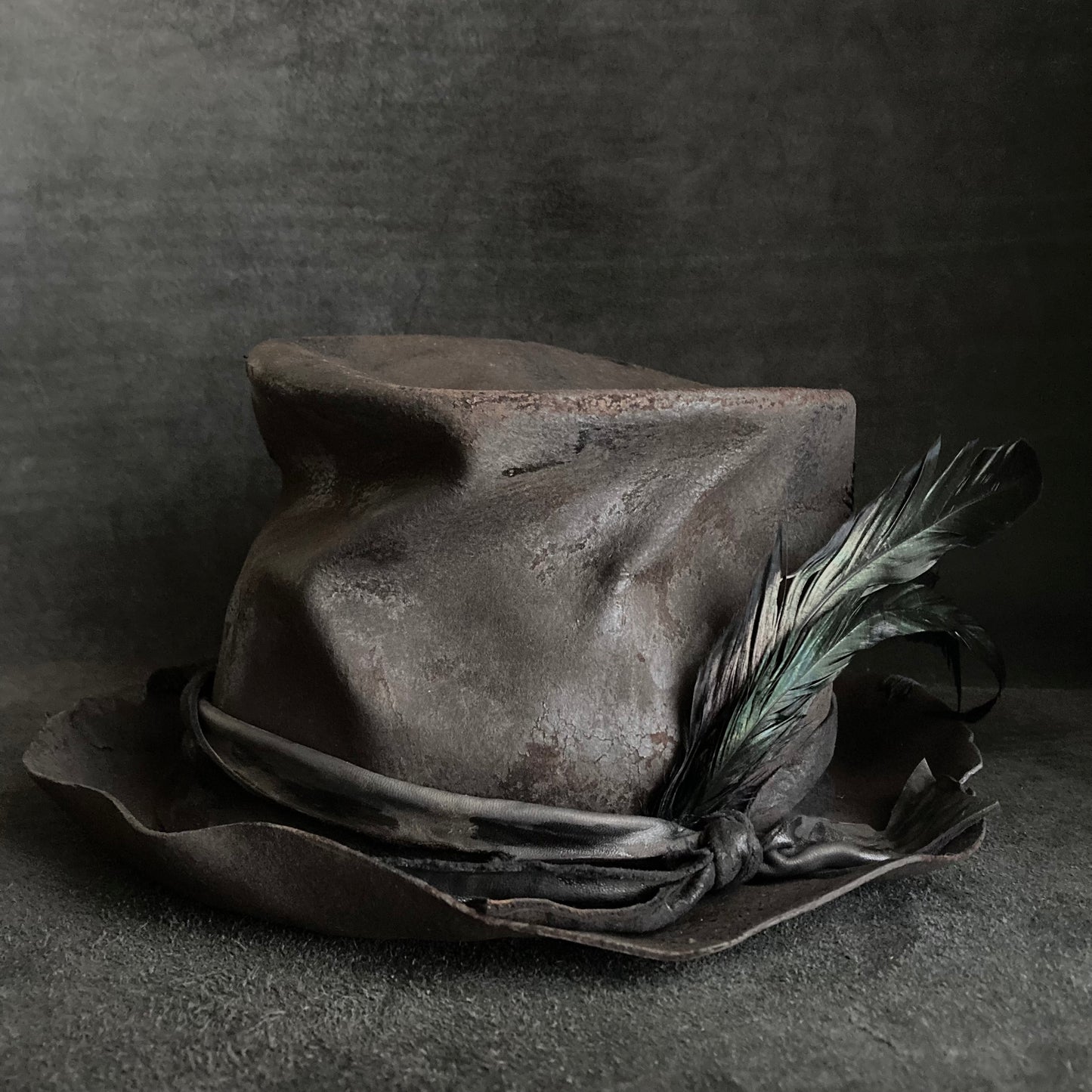 Charcoal crow crash silk hat