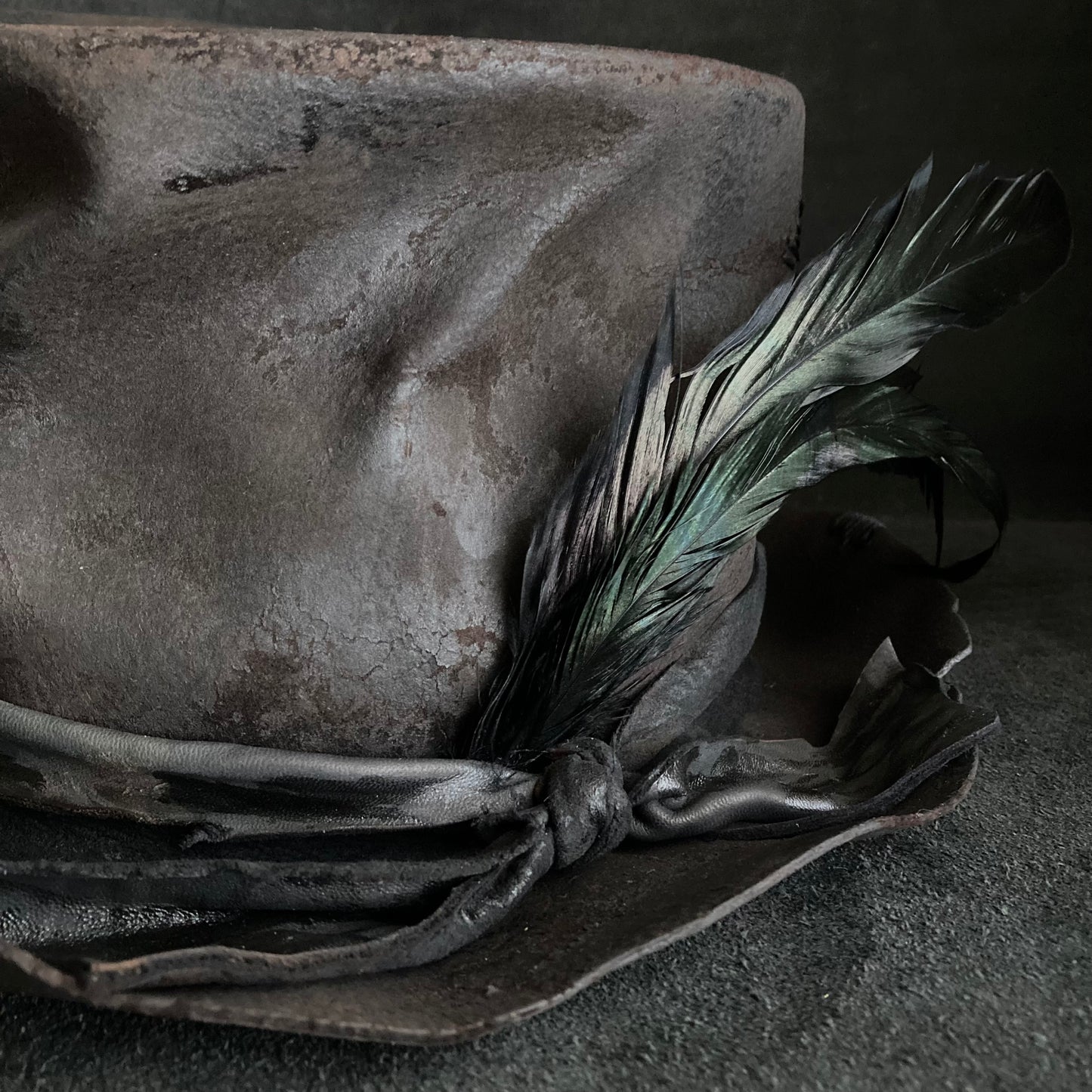 Charcoal crow crash silk hat