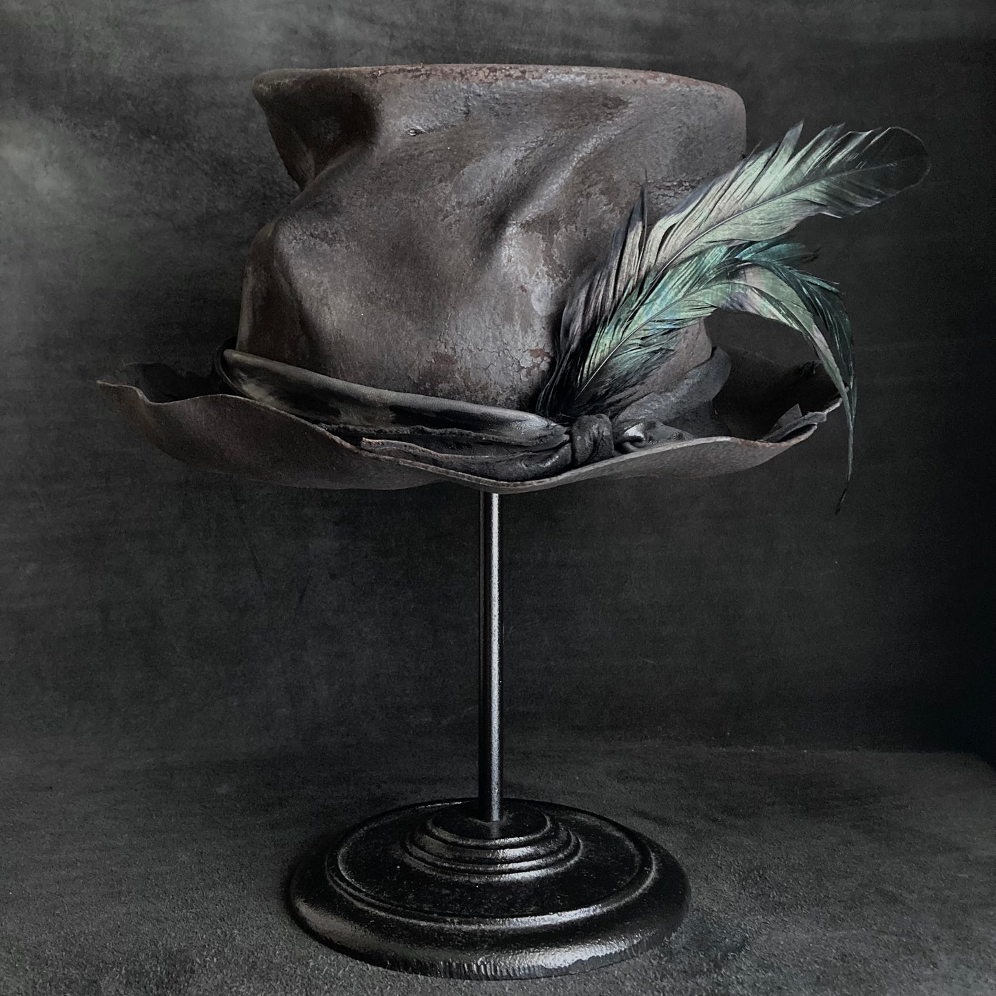 Charcoal crow crash silk hat