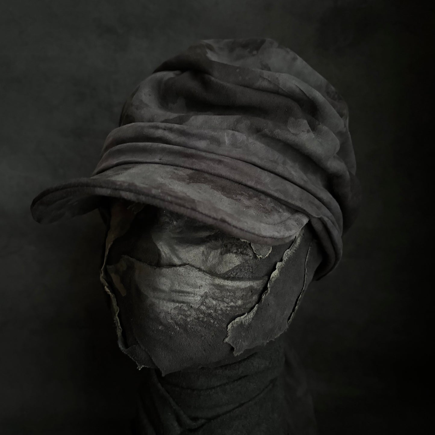 Shade black leather martial turn cap