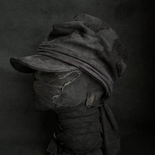 Shade black leather martial turn cap
