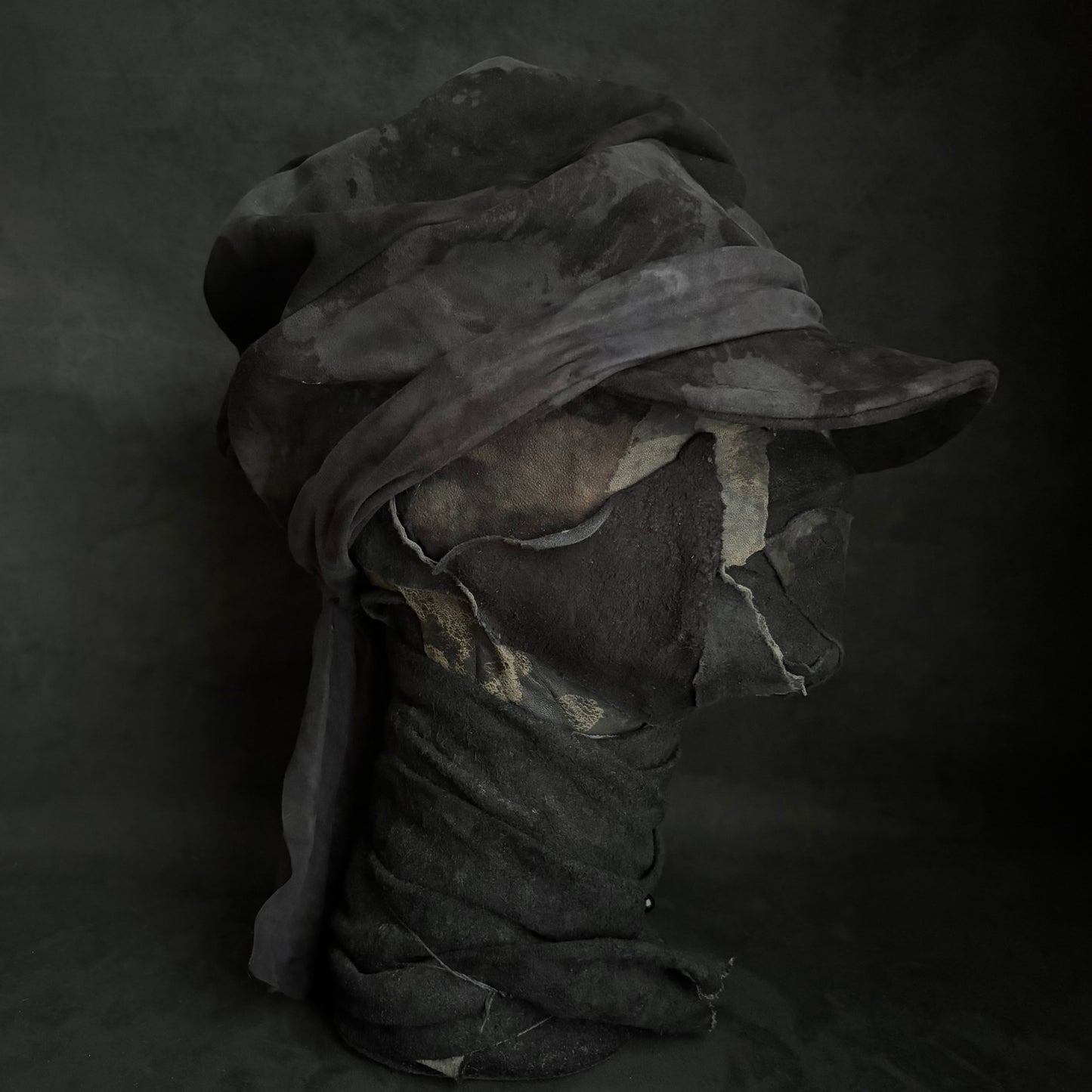 Shade black leather martial turn cap