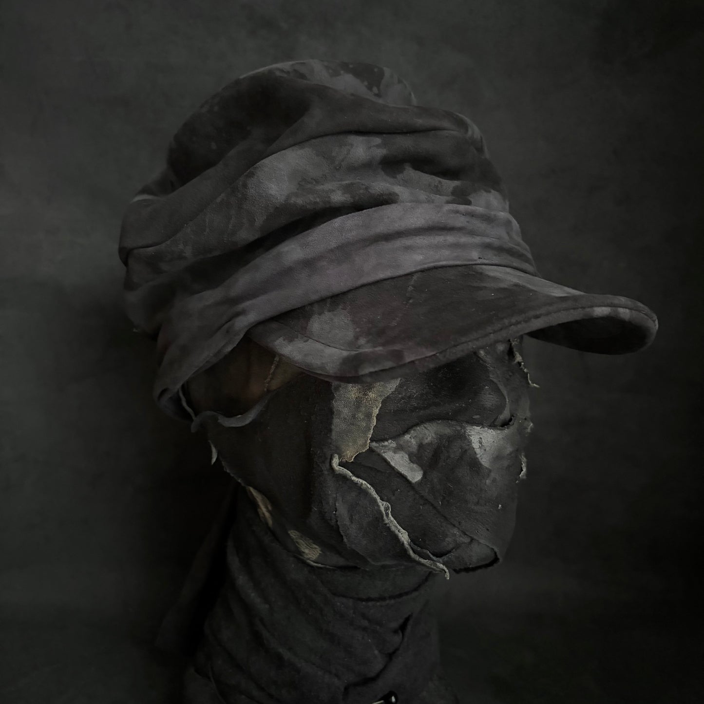 Shade black leather martial turn cap