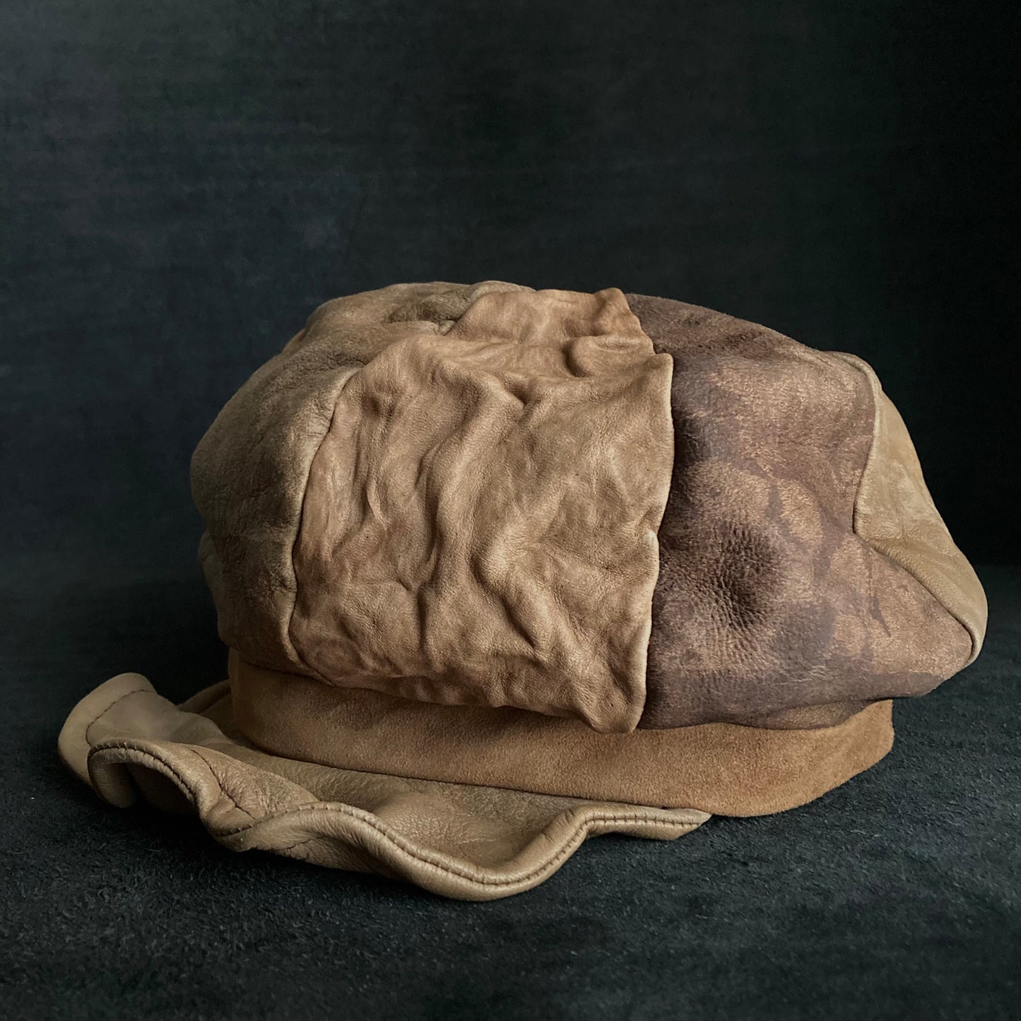 Each brown camel leather casquette