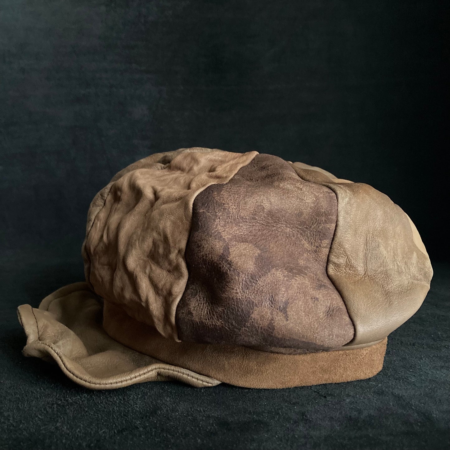 Each brown camel leather casquette