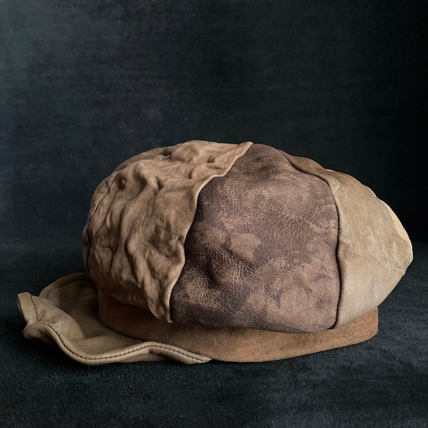 Each brown camel leather casquette