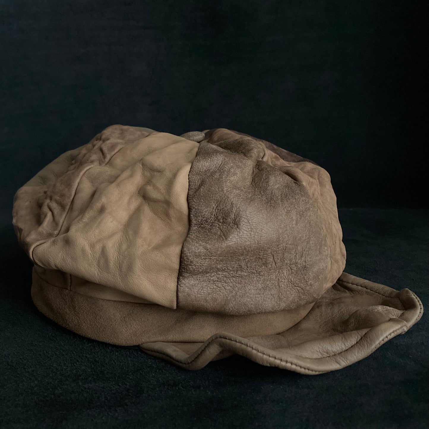 Each brown camel leather casquette