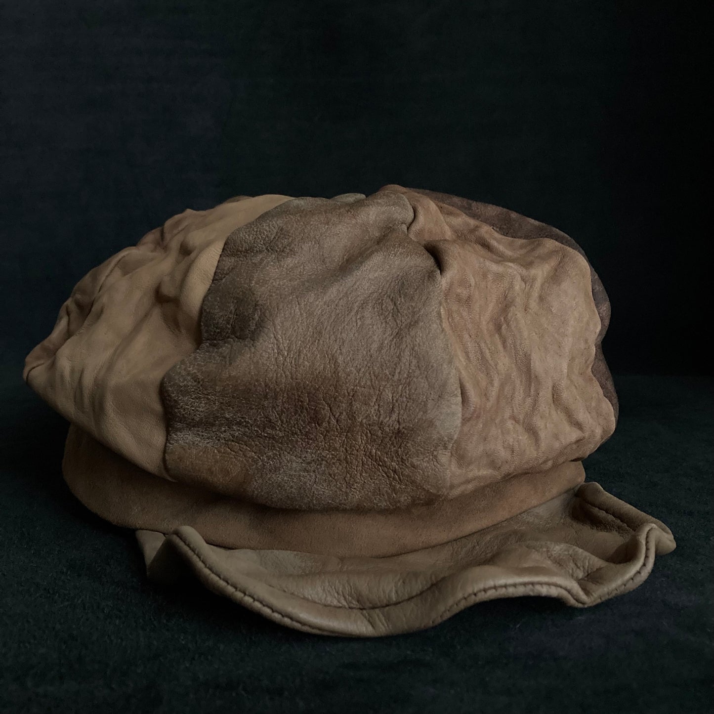 Each brown camel leather casquette