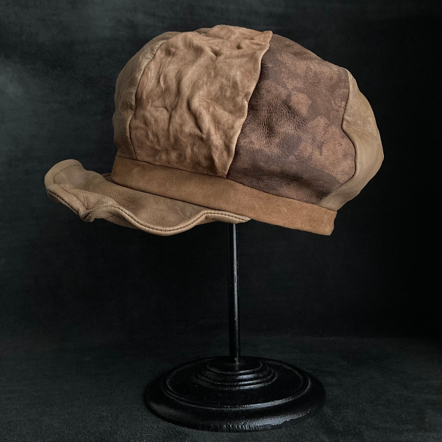Each brown camel leather casquette