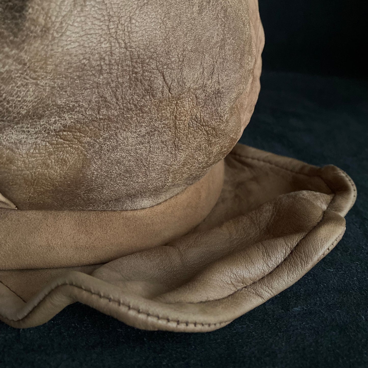 Each brown camel leather casquette