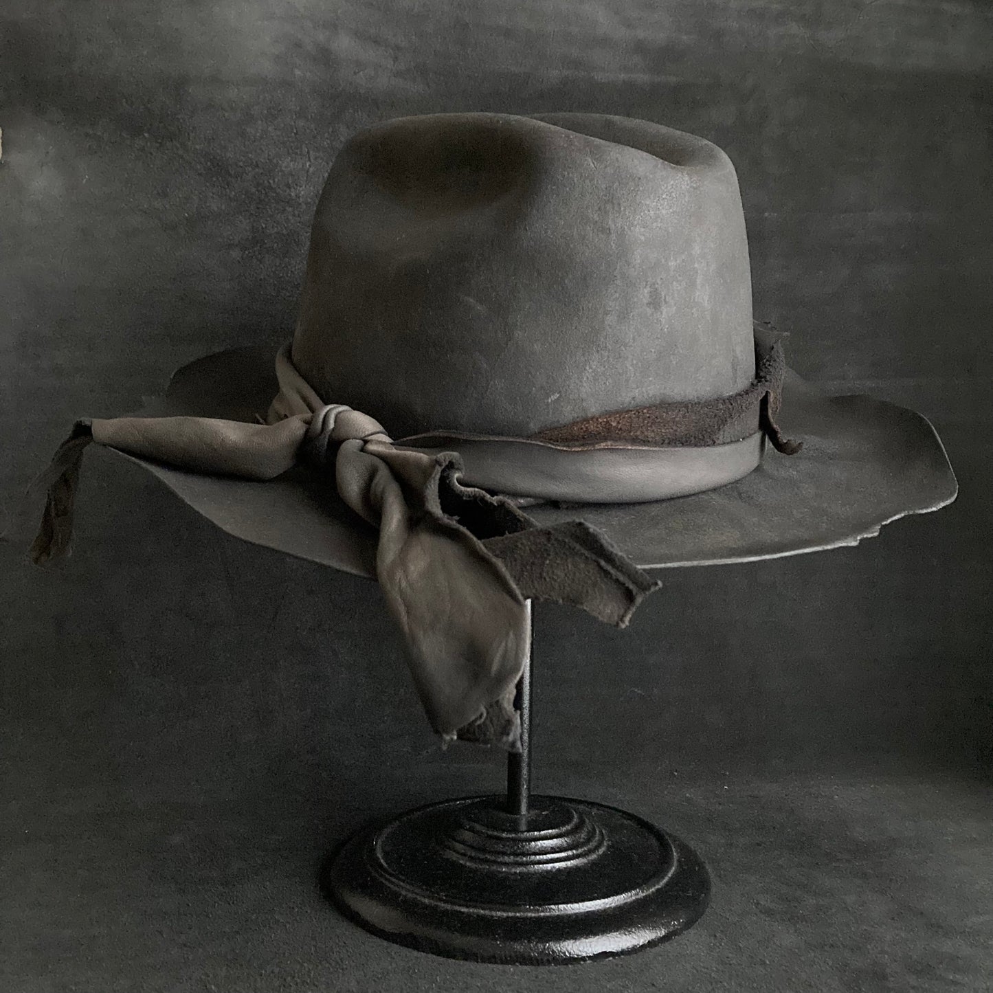 Charcoal jagged leather western hat