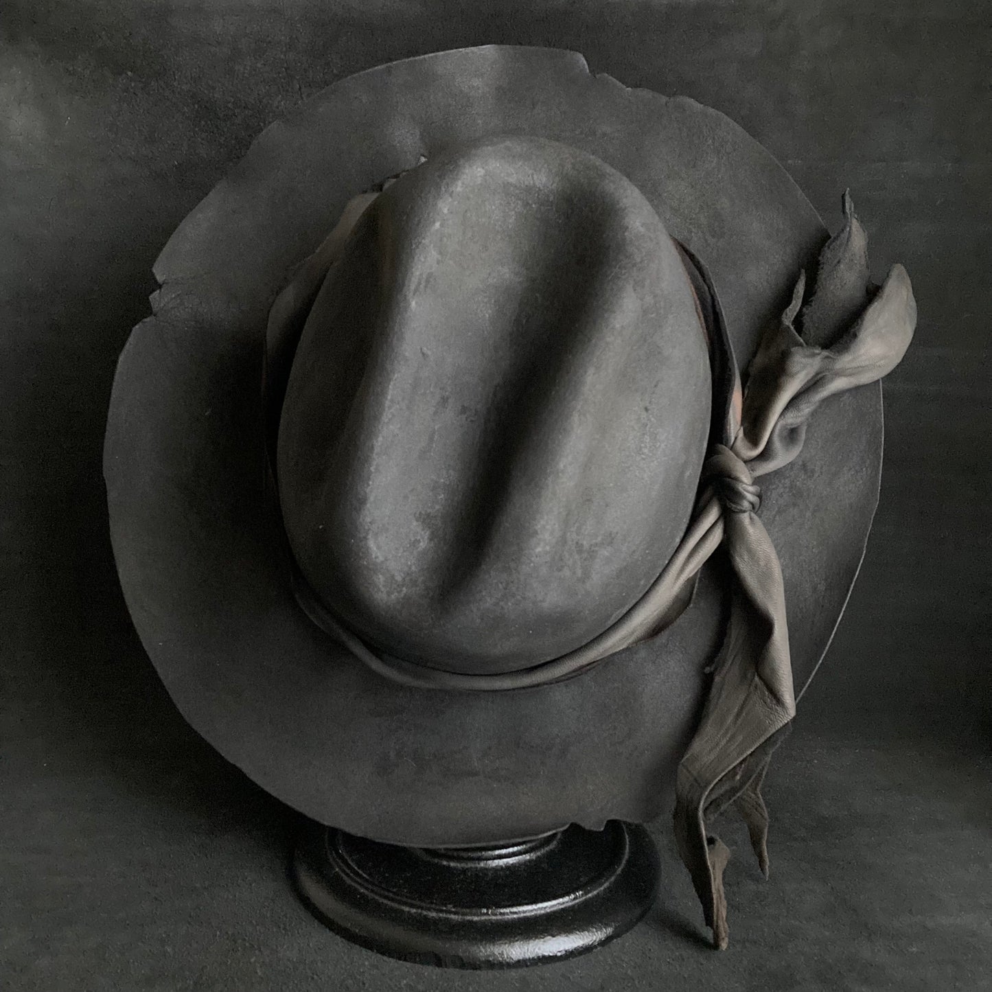 Charcoal jagged leather western hat