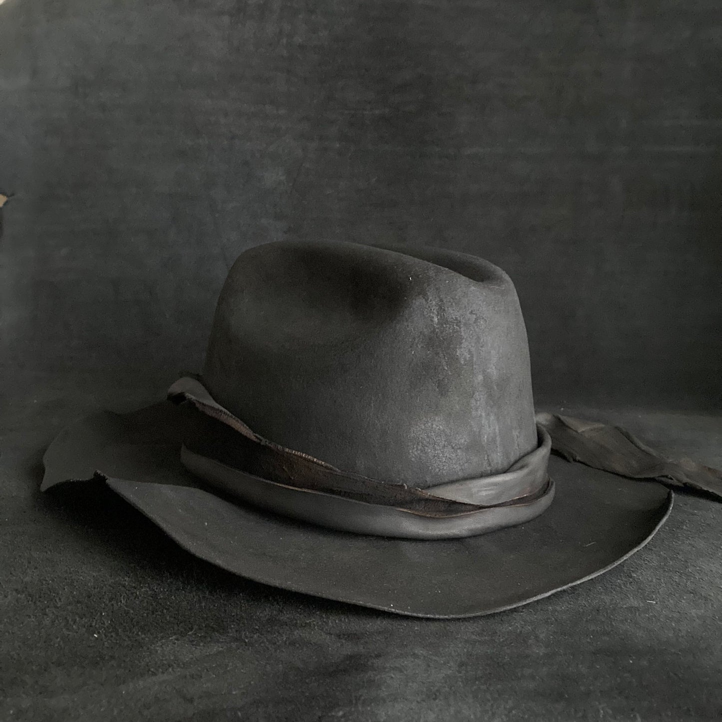 Charcoal jagged leather western hat