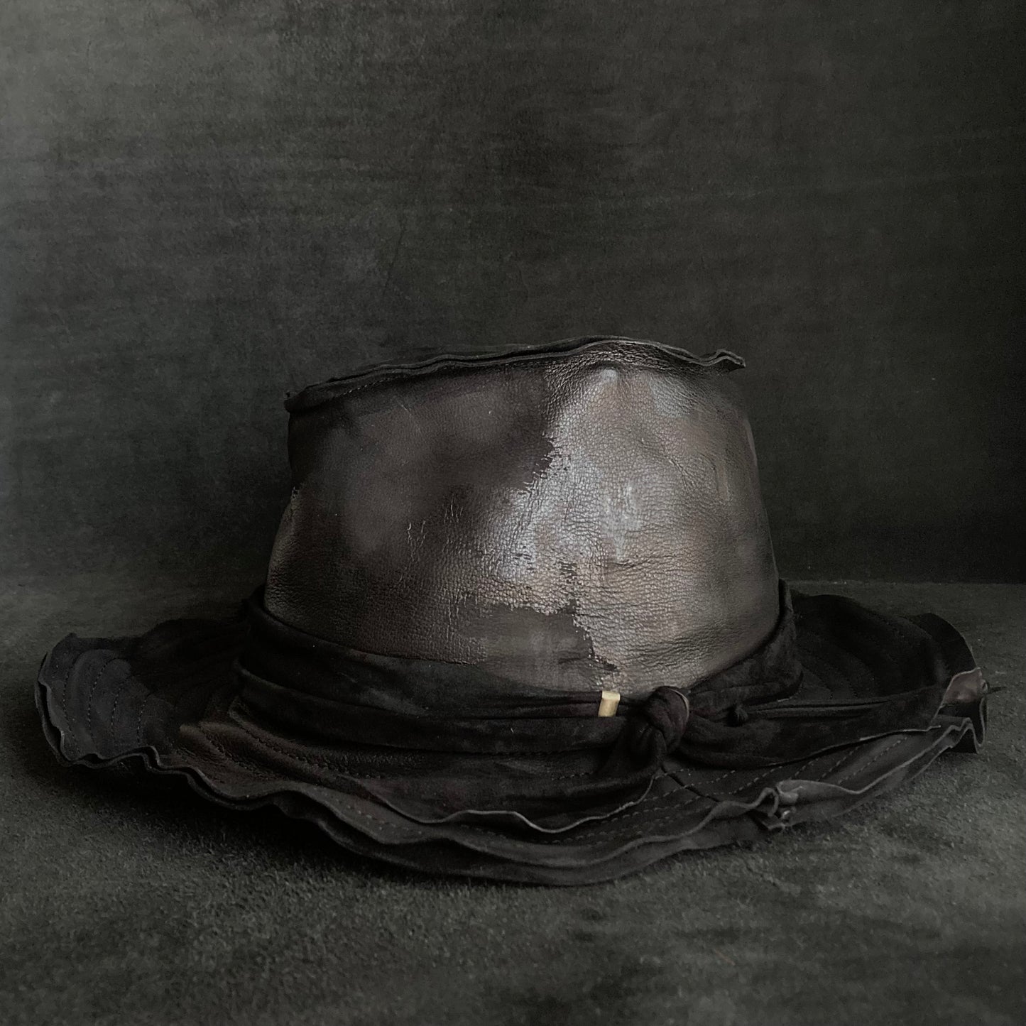 Dawn black leather fedora hat