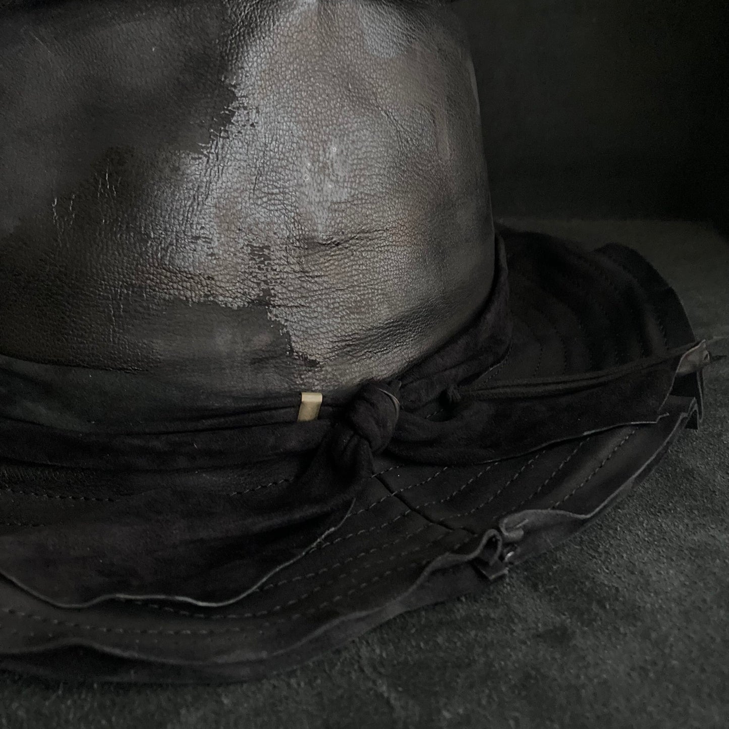 Dawn black leather fedora hat