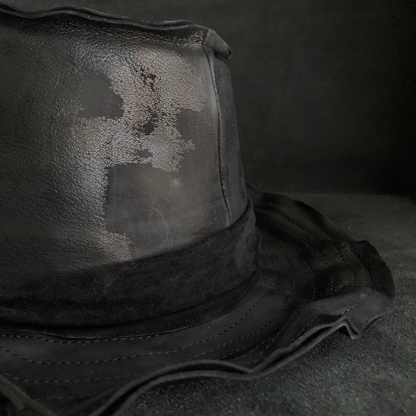 Dawn black leather fedora hat