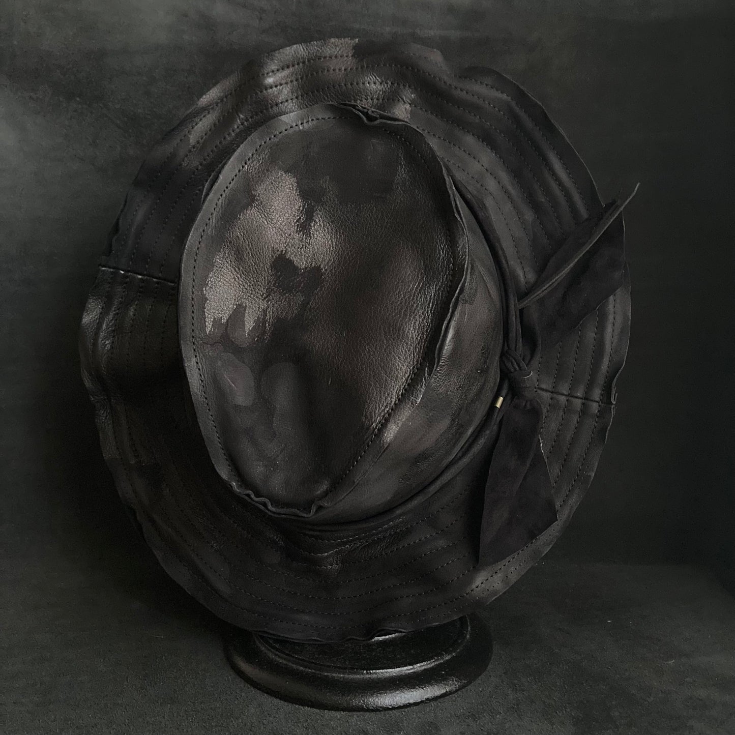 Dawn black leather fedora hat