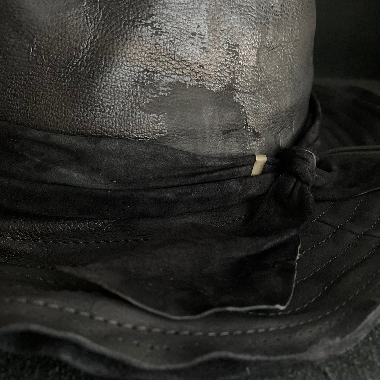 Dawn black leather fedora hat