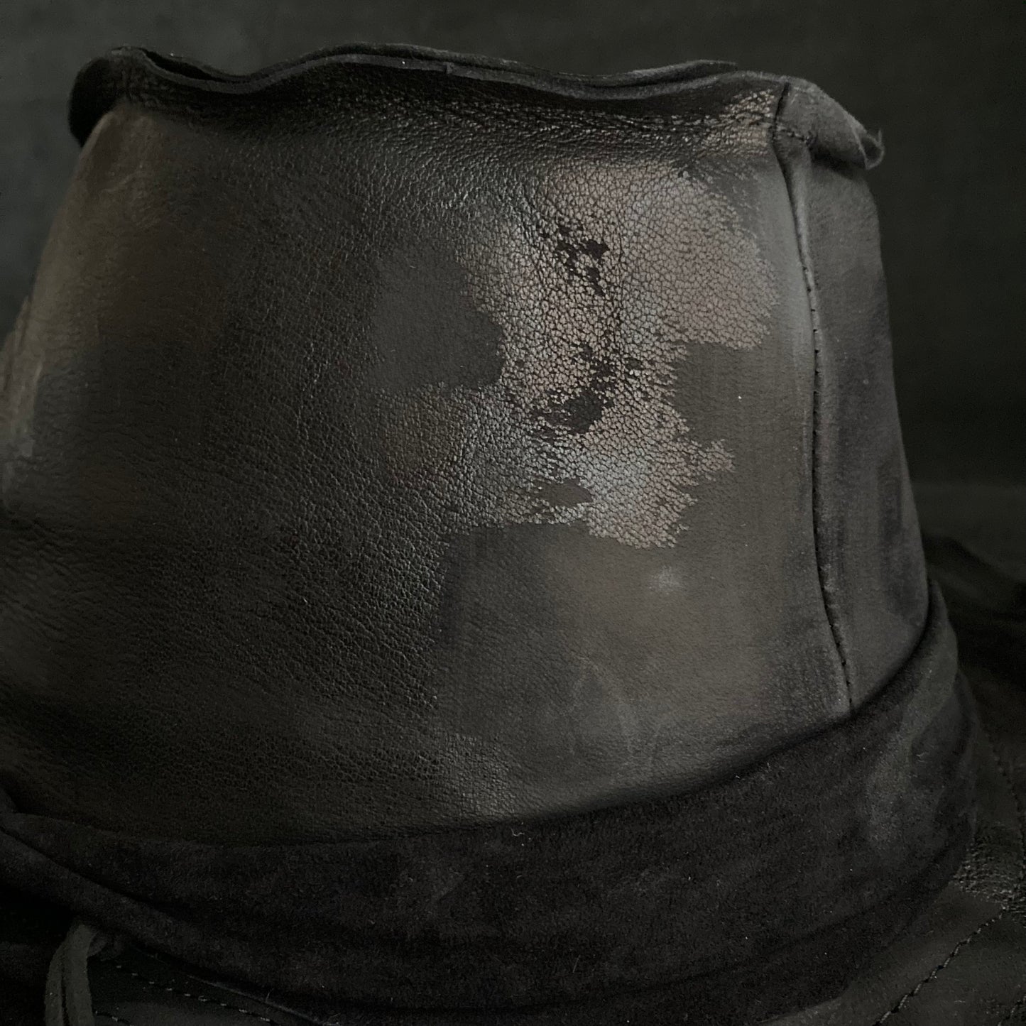 Dawn black leather fedora hat