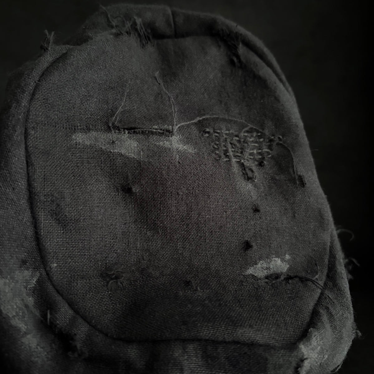 Black linen damage patchwork＆stitch casquette (brim core)