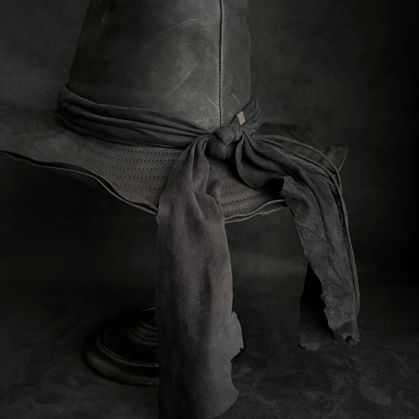 Dark warrior leather fedora hat